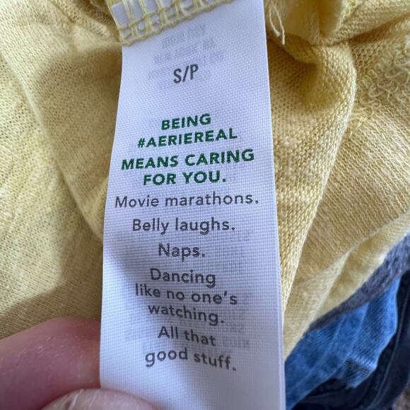 Aerie Short Sleeve Crew Neck Pullover Tees Yellow Womens Size Small Casual - Picture 4 of 5